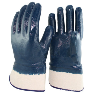 NMSAFETY Gants entièrement revêtus de caoutchouc nitrile avec manchette de sécurité NITRILE, lisse, bleu / blanc